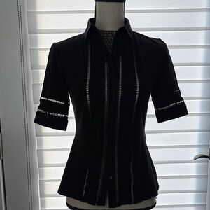 Anne Fontaine Button up Black Blouse sz 38